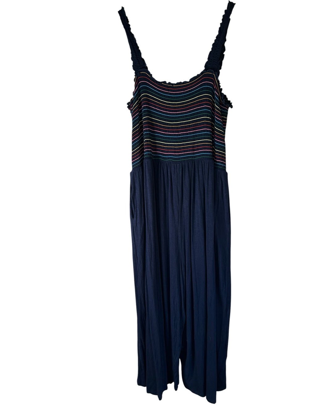 Retro Rainbow Smocked Jumpsuit Wide Leg Boho ModCloth 2X